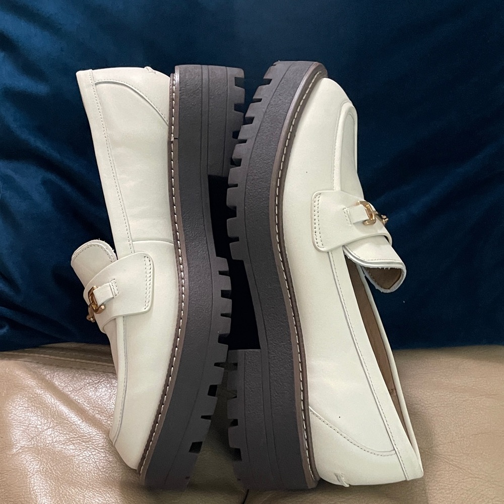 Sam Edelman Laurs Lug Sole Horsebite‎ Cream Loafers Size 7.5 - Picture 11 of 13